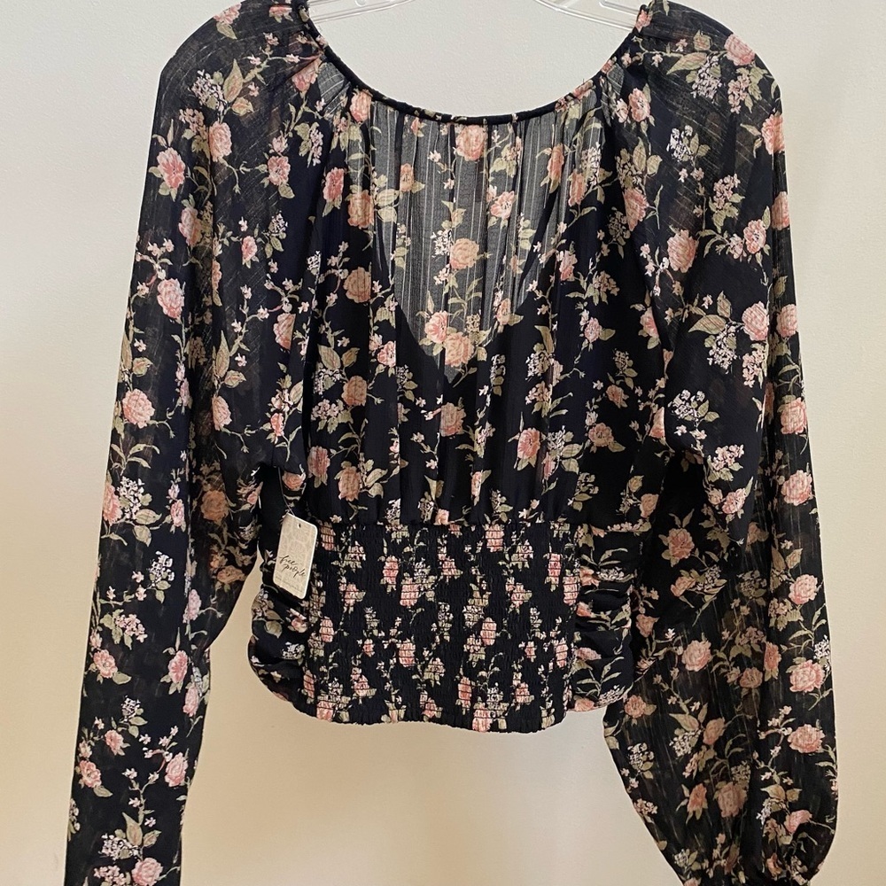 NWT Free People New Final Rose long sleeve blouse Sz M - Picture 4 of 8